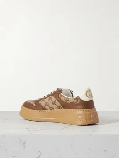 Gucci Gg Leather And Canvas Sneakers | Thumbnail 3 Gucci Gg Leather And Canvas Sneakers | Thumbnail 3