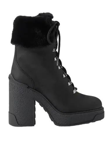Moncler Claudia Faux Fur-trimmed Nubuck Ankle Boot | Thumbnail 1 Moncler Claudia Faux Fur-trimmed Nubuck Ankle Boot | Thumbnail 1
