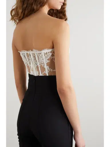 McQueen Satin-trimmed Cotton-blend Corded Lace Bustier Top | Thumbnail 4 McQueen Satin-trimmed Cotton-blend Corded Lace Bustier Top | Thumbnail 4