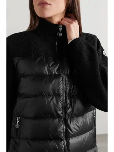 Moncler Ribbed Wool And Quilted Shell Down Hoodie - xx large | Thumbnail 6 Moncler Ribbed Wool And Quilted Shell Down Hoodie - xx large | Thumbnail 6