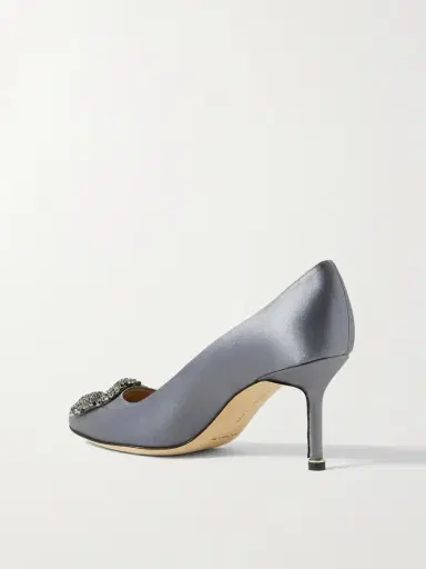 Manolo Blahnik Hangisi 70 Crystal-embellished Satin Pumps | Thumbnail 3 Manolo Blahnik Hangisi 70 Crystal-embellished Satin Pumps | Thumbnail 3