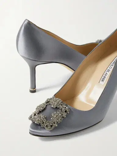 Manolo Blahnik Hangisi 70 Crystal-embellished Satin Pumps | Thumbnail 4 Manolo Blahnik Hangisi 70 Crystal-embellished Satin Pumps | Thumbnail 4