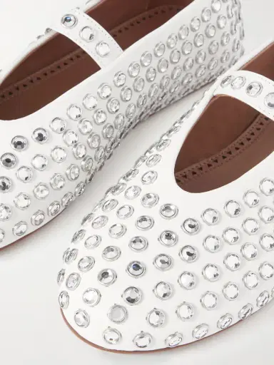 Alaïa Crystal-embellished Leather Ballet Flats | Thumbnail 4 Alaïa Crystal-embellished Leather Ballet Flats | Thumbnail 4