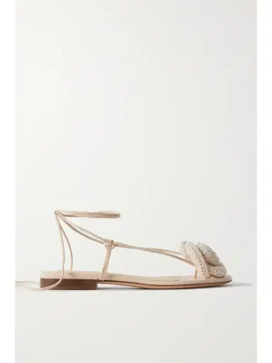 Magda Butrym Crocheted Cotton-blend And Leather Sandals | Thumbnail 1 Magda Butrym Crocheted Cotton-blend And Leather Sandals | Thumbnail 1