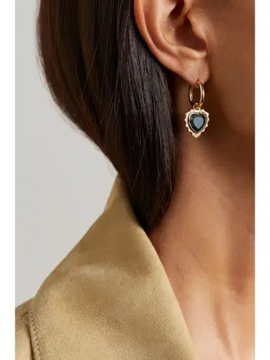 Foundrae Gemstone Heart 18-karat Gold Topaz Single Hoop Earring | Thumbnail 2 Foundrae Gemstone Heart 18-karat Gold Topaz Single Hoop Earring | Thumbnail 2