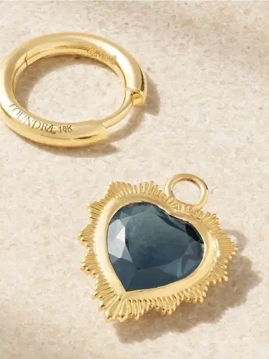 Foundrae Gemstone Heart 18-karat Gold Topaz Single Hoop Earring | Thumbnail 3 Foundrae Gemstone Heart 18-karat Gold Topaz Single Hoop Earring | Thumbnail 3