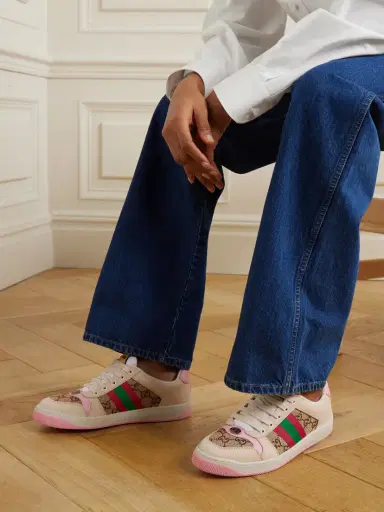 Gucci Screener Embellished Canvas And Leather Sneakers | Thumbnail 2 Gucci Screener Embellished Canvas And Leather Sneakers | Thumbnail 2