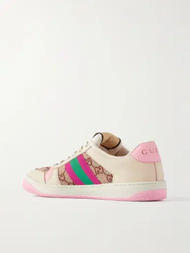 Gucci Screener Embellished Canvas And Leather Sneakers | Thumbnail 3 Gucci Screener Embellished Canvas And Leather Sneakers | Thumbnail 3