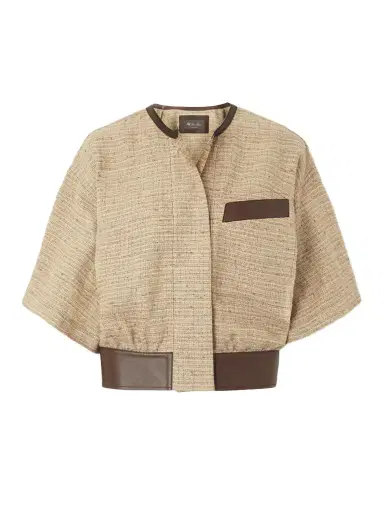 Loro Piana Lyron Leather-trimmed Linen Jacket | Thumbnail 1 Loro Piana Lyron Leather-trimmed Linen Jacket | Thumbnail 1