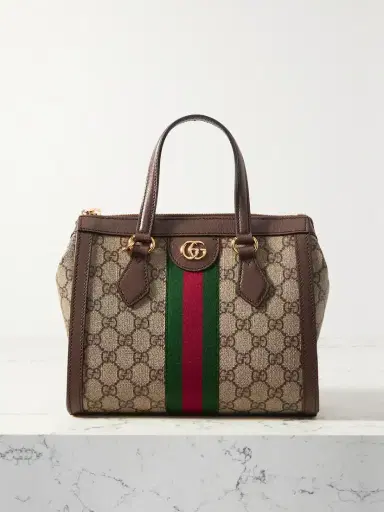 Gucci Ophidia Leather-trimmed Printed Coated-canvas Tote Bag | Thumbnail 1 Gucci Ophidia Leather-trimmed Printed Coated-canvas Tote Bag | Thumbnail 1