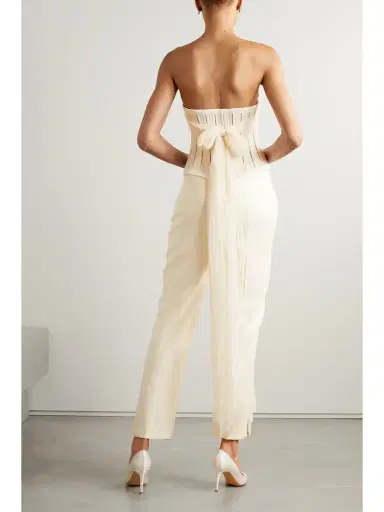 Danielle Frankel Anika Strapless Cotton-blend Twill, Tulle And Plissé-satin Bustier Top | Thumbnail 4 Danielle Frankel Anika Strapless Cotton-blend Twill, Tulle And Plissé-satin Bustier Top | Thumbnail 4