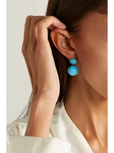 Irene Neuwirth Gumball 18-karat Gold Turquoise Earrings | Thumbnail 2 Irene Neuwirth Gumball 18-karat Gold Turquoise Earrings | Thumbnail 2