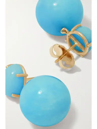 Irene Neuwirth Gumball 18-karat Gold Turquoise Earrings | Thumbnail 4 Irene Neuwirth Gumball 18-karat Gold Turquoise Earrings | Thumbnail 4