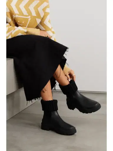 Moncler Larue Ribbed-knit And Leather Ankle Boots | Thumbnail 2 Moncler Larue Ribbed-knit And Leather Ankle Boots | Thumbnail 2