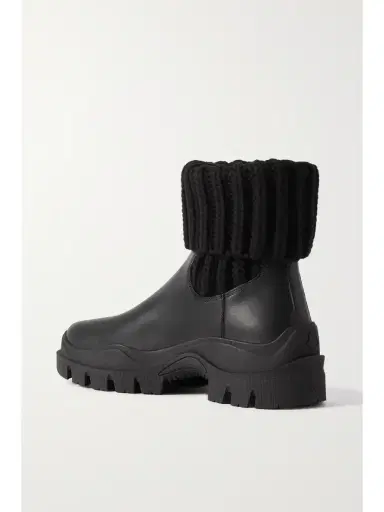 Moncler Larue Ribbed-knit And Leather Ankle Boots | Thumbnail 3 Moncler Larue Ribbed-knit And Leather Ankle Boots | Thumbnail 3