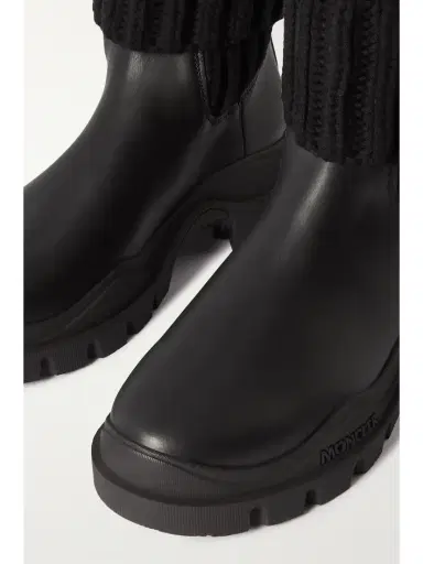 Moncler Larue Ribbed-knit And Leather Ankle Boots | Thumbnail 4 Moncler Larue Ribbed-knit And Leather Ankle Boots | Thumbnail 4
