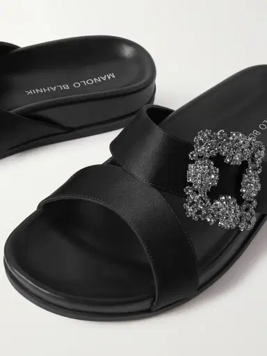 Manolo Blahnik Chilanghi Buckled Satin Slides | Thumbnail 4 Manolo Blahnik Chilanghi Buckled Satin Slides | Thumbnail 4