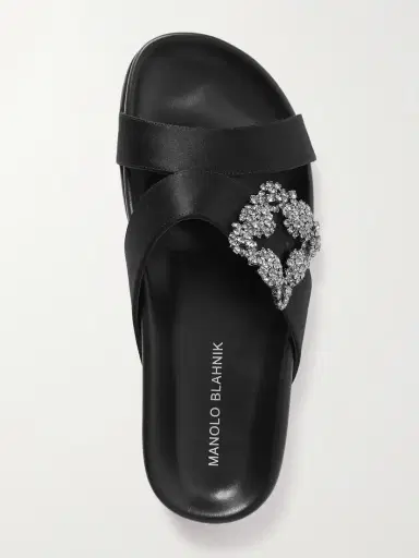 Manolo Blahnik Chilanghi Buckled Satin Slides | Thumbnail 5 Manolo Blahnik Chilanghi Buckled Satin Slides | Thumbnail 5
