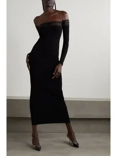 Alaïa Archetypes Convertible Off-the-shoulder Stretch-knit Midi Dress | Thumbnail 2 Alaïa Archetypes Convertible Off-the-shoulder Stretch-knit Midi Dress | Thumbnail 2