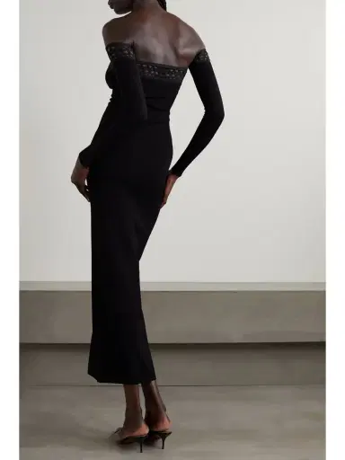 Alaïa Archetypes Convertible Off-the-shoulder Stretch-knit Midi Dress | Thumbnail 3 Alaïa Archetypes Convertible Off-the-shoulder Stretch-knit Midi Dress | Thumbnail 3