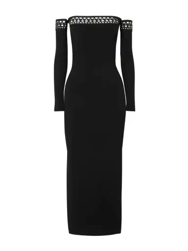 Alaïa Archetypes Convertible Off-the-shoulder Stretch-knit Midi Dress | Thumbnail 1 Alaïa Archetypes Convertible Off-the-shoulder Stretch-knit Midi Dress | Thumbnail 1