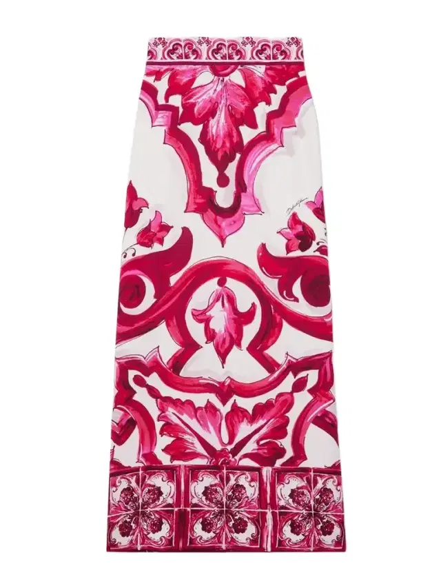 Maiolica Printed Silk-blend Crepe De Chine Midi Skirt