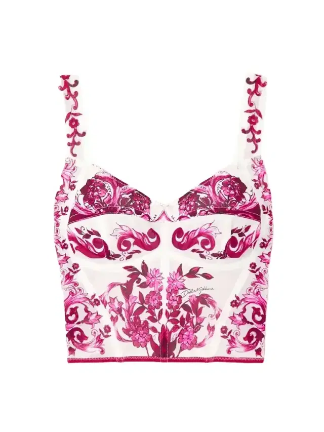 Maiolica Floral-print Mesh Bustier Top
