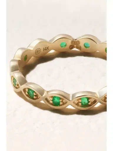 Sydney Evan Marquis Eternity 14-karat Gold Emerald Ring | Thumbnail 3 Sydney Evan Marquis Eternity 14-karat Gold Emerald Ring | Thumbnail 3