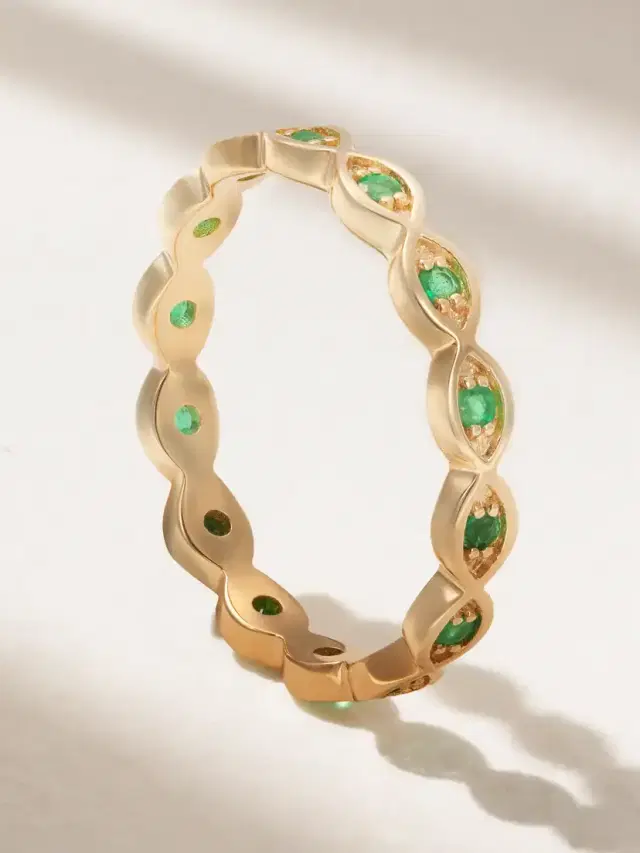 Marquis Eternity 14-karat Gold Emerald Ring Marquis Eternity 14-karat Gold Emerald Ring
