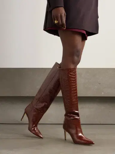 Paris Texas Stiletto 85 Croc-effect Leather Knee Boots | Thumbnail 2 Paris Texas Stiletto 85 Croc-effect Leather Knee Boots | Thumbnail 2