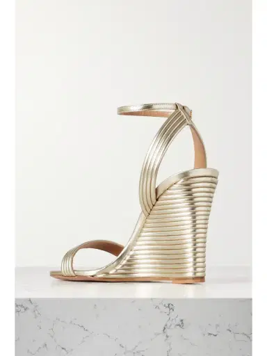 Aquazzura Wow 95 Metallic Leather Wedge Sandals | Thumbnail 3 Aquazzura Wow 95 Metallic Leather Wedge Sandals | Thumbnail 3