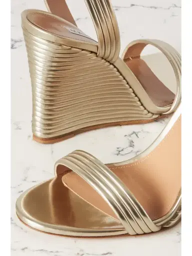 Aquazzura Wow 95 Metallic Leather Wedge Sandals | Thumbnail 4 Aquazzura Wow 95 Metallic Leather Wedge Sandals | Thumbnail 4