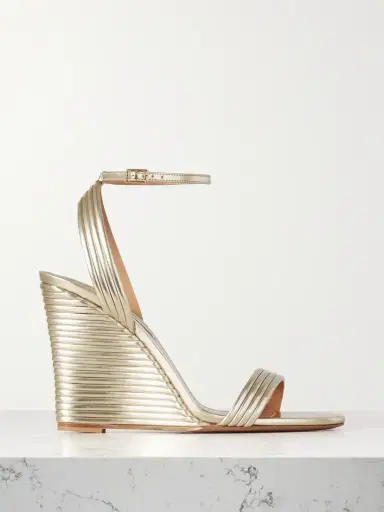 Aquazzura Wow 95 Metallic Leather Wedge Sandals | Thumbnail 1 Aquazzura Wow 95 Metallic Leather Wedge Sandals | Thumbnail 1
