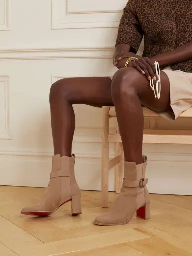 Christian Louboutin Cl 70 Logo-embellished Buckled Nubuck Chelsea Boots | Thumbnail 2 Christian Louboutin Cl 70 Logo-embellished Buckled Nubuck Chelsea Boots | Thumbnail 2