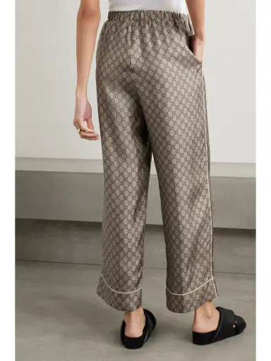 Gucci Cropped Silk-satin Jacquard Wide-leg Pants | Thumbnail 4 Gucci Cropped Silk-satin Jacquard Wide-leg Pants | Thumbnail 4