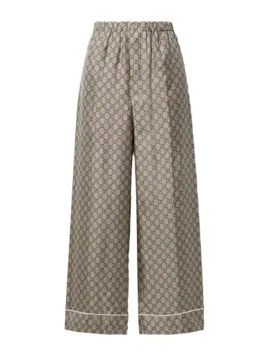 Gucci Cropped Silk-satin Jacquard Wide-leg Pants | Thumbnail 1 Gucci Cropped Silk-satin Jacquard Wide-leg Pants | Thumbnail 1