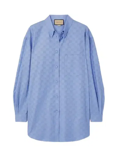 Gucci Gg Supreme Cotton Oxford-jacquard Shirt | Thumbnail 1 Gucci Gg Supreme Cotton Oxford-jacquard Shirt | Thumbnail 1