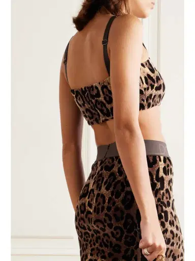 Dolce & Gabbana Cropped Leopard-jacquard Cotton-blend Chenille Top | Thumbnail 3 Dolce & Gabbana Cropped Leopard-jacquard Cotton-blend Chenille Top | Thumbnail 3