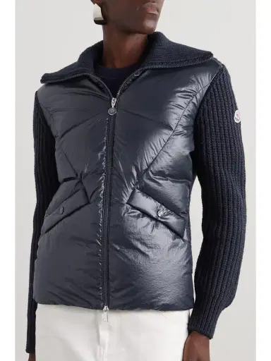 Moncler Ribbed Wool-blend And Quilted Shell Down Jacket | Thumbnail 3 Moncler Ribbed Wool-blend And Quilted Shell Down Jacket | Thumbnail 3
