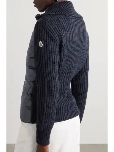 Moncler Ribbed Wool-blend And Quilted Shell Down Jacket | Thumbnail 4 Moncler Ribbed Wool-blend And Quilted Shell Down Jacket | Thumbnail 4