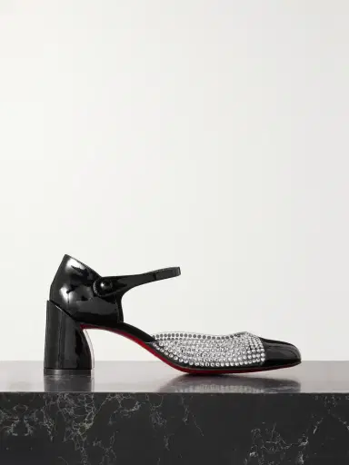 Christian Louboutin Miss Mj Strass 55 Pvc And Patent-leather Mary Jane Pumps | Thumbnail 1 Christian Louboutin Miss Mj Strass 55 Pvc And Patent-leather Mary Jane Pumps | Thumbnail 1