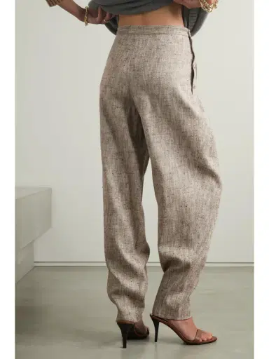 Loro Piana Asael Pleated Silk, Hemp And Cotton-blend Tweed Tapered Pants | Thumbnail 3 Loro Piana Asael Pleated Silk, Hemp And Cotton-blend Tweed Tapered Pants | Thumbnail 3