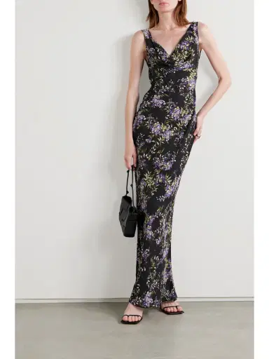 Norma Kamali Draped Floral-print Georgette Gown | Thumbnail 2 Norma Kamali Draped Floral-print Georgette Gown | Thumbnail 2