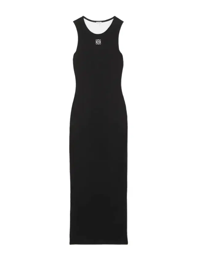 Anagram Embroidered Ribbed Cotton-jersey Midi Dress