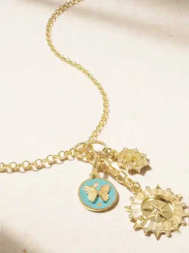 Foundrae 18-karat Gold, Enamel And Diamond Necklace | Thumbnail 1 Foundrae 18-karat Gold, Enamel And Diamond Necklace | Thumbnail 1