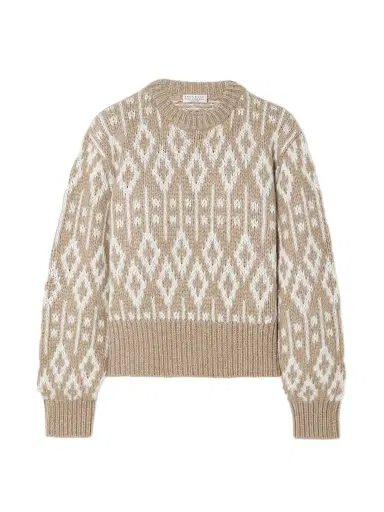Brunello Cucinelli Sequin-embellished Fair Isle Cashmere Sweater | Thumbnail 1 Brunello Cucinelli Sequin-embellished Fair Isle Cashmere Sweater | Thumbnail 1
