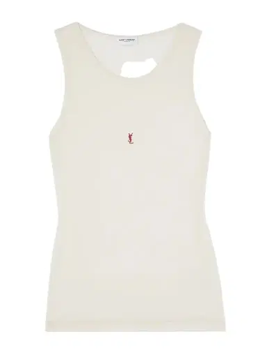 Saint Laurent Cassandre Embroidered Ribbed Wool Tank | Thumbnail 1 Saint Laurent Cassandre Embroidered Ribbed Wool Tank | Thumbnail 1