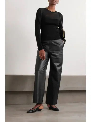 TOTEME + Net Sustain Paneled Leather Wide-leg Pants | Thumbnail 2 TOTEME + Net Sustain Paneled Leather Wide-leg Pants | Thumbnail 2