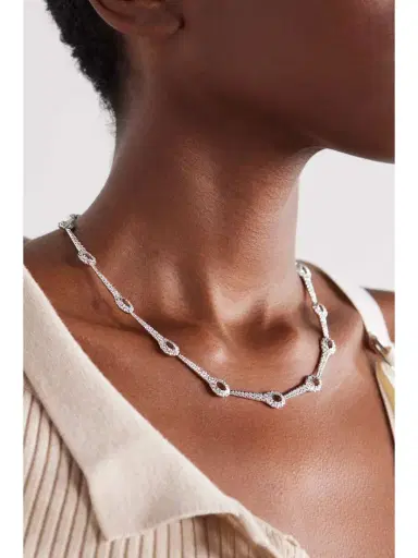 Melissa Kaye Lola Needle Linked 18-karat White Gold Diamond Necklace | Thumbnail 2 Melissa Kaye Lola Needle Linked 18-karat White Gold Diamond Necklace | Thumbnail 2