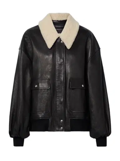 Khaite Shellar Shearling-trimmed Leather Jacket | Thumbnail 1 Khaite Shellar Shearling-trimmed Leather Jacket | Thumbnail 1